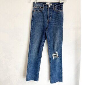 Levi’s Wedgie Skinny High Rise Distressed Raw‎ Hem Dark Wash Jeans Women's 27